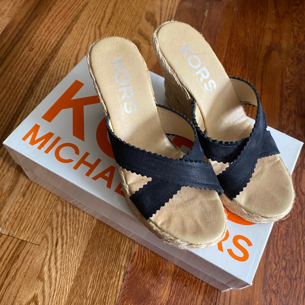 Michael Kors Black Lulu Nubuck Wedges